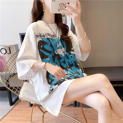 個性的なデザイン 切り替え 一目惚れ プリント Tシャツ カットソー＜U-3400＞