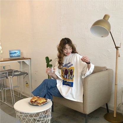 合わせやすい 切り替え 美人度アップ プリント Tシャツ カットソー＜U-3447＞