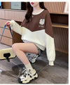 好感度100％リボン柄ロゴゆったり厚手スウェット全3色トップス<U-4615>