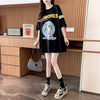 着心地良い レース切り替え リボン プリントTシャツ ゆったり半袖＜U-2889＞