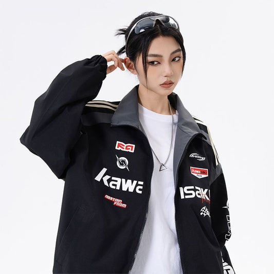 男女兼用 レーシング風 配色 ストリート ジャケット U-13504