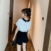 美人度アップ シフォン スウィート 半袖 Tシャツ ショートパンツ セットアップ ＜U-9234＞
