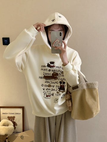 【裹起毛】 プラスベルベット 流行新作 3色 パーカー <U-10276>