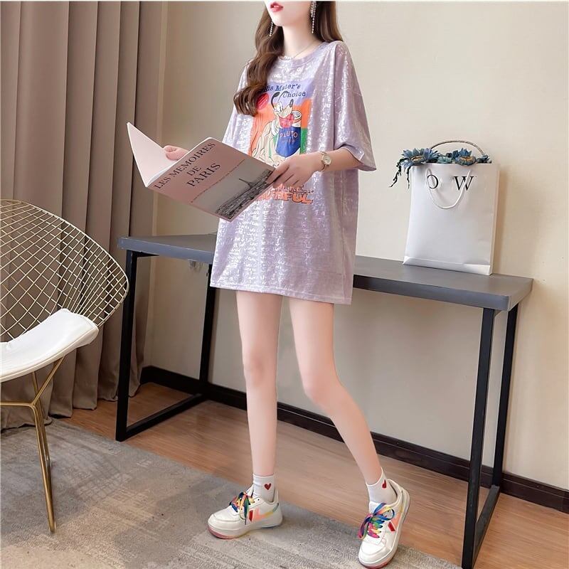 好感度満載 切り替え 美感いっぱい プリント Tシャツ カットソー＜U-3548＞