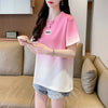 新商品 カジュアル グラデーション プリント 全3色 半袖Tシャツ<U-9214>