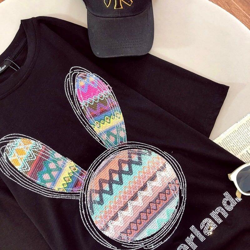 個性的なデザイン カートゥーンプリント 一目惚れ Tシャツ カットソー＜U-3069＞