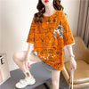 好感度満載 切り替え 美感いっぱい プリント Tシャツ カットソー＜U-3388＞