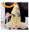 アルファベット プリント ドロップショルダー ロングTシャツ ゆったり＜U-2888＞