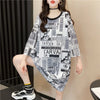 オシャレ度満点 プリント 一目惚れ 切り替え ワンピース Tシャツ カットソー＜U-3122＞