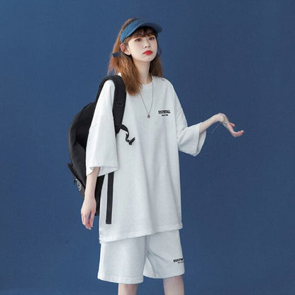 【半額セール】早い者勝ち  男女兼用 半袖Ｔシャツⅹパンツセット全4色<U-6549>