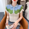 デザイン感 切り替え チャーミング プリント Tシャツ カットソー＜U-3566＞