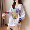 着?せ グラフィックプリント 虹色 ロング長袖Tシャツ 三色トップス＜U-4107＞