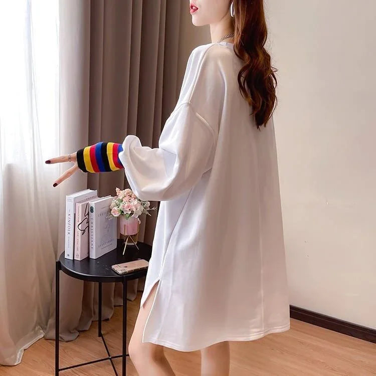 着せ グラフィックプリント 虹色 ロング長袖Tシャツ 三色トップス＜U-4107＞