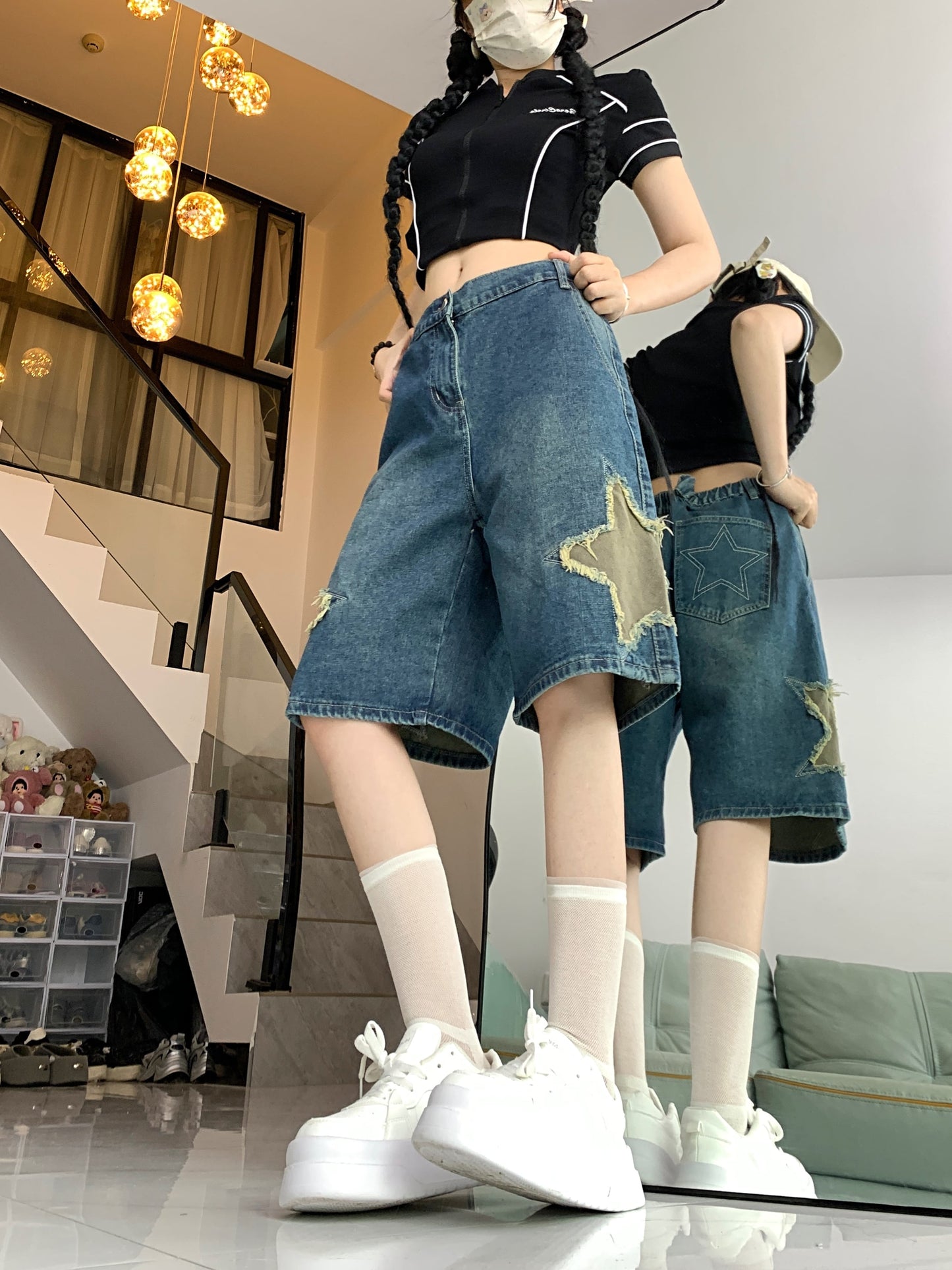 絶対流行 デニム ゆったり感アップ個性派 ハイウエスト パンツ ボトムス＜U-8657＞