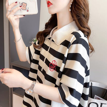 オシャレ度満点 切り替え カジュアル プリント Tシャツ カットソー＜U-3588＞