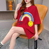 レインボースマイリーファッションオールマッチルーズ半袖Tシャツ<U-2860>