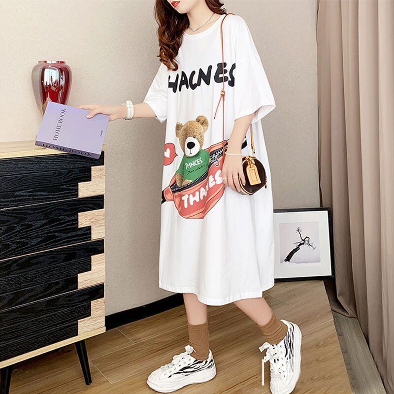 スタイリッシュ プリント カジュアル Tシャツ カットソー ワンピース＜U-8285＞