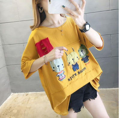 絶対欲しい ダメージ加工 個性派 ゆったり 半袖Tシャツ 全3色 ＜U-4949＞