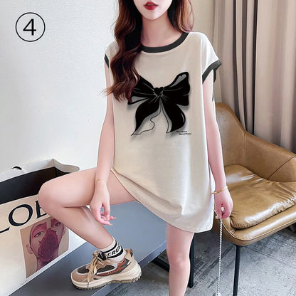 超人気 プリント全4色 軽い生地が夏にぴったり！ ノースリーブ Tシャツ カットソー＜U-9075＞