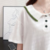 絶対欲しい キュート 定番シンプル 切り替え 全2色 半袖Tシャツ<U-8742>