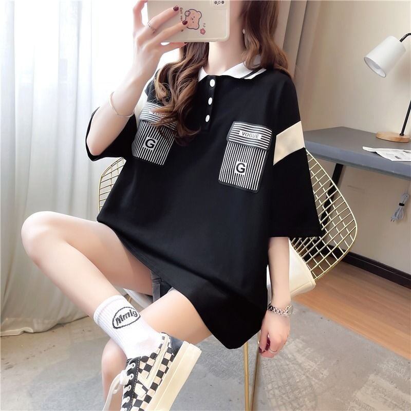 絶対流行 2色選択可 カジュアル 切り替え 半袖 Tシャツ カットソー＜U-8292＞