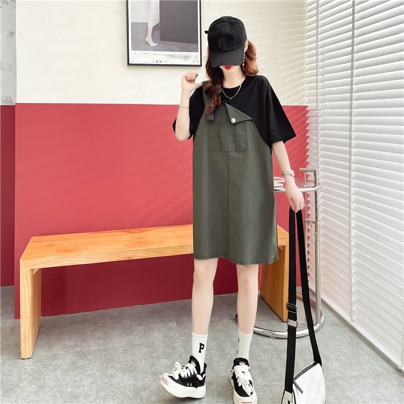 スタイリッシュ プリント 一目惚れ Tシャツ カットソー ワンピース＜U-3477＞