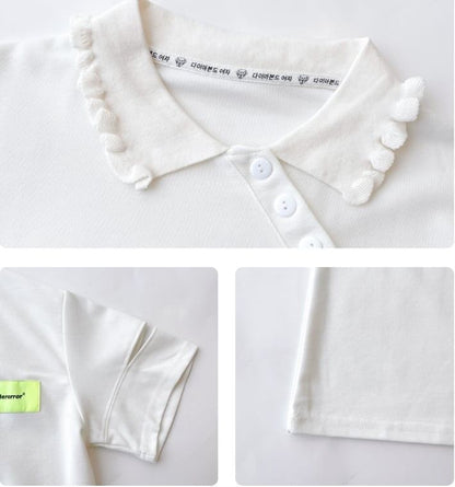夏新作 アルファベットプリント POLOネック ロング Tシャツ ゆったりワンピース ＜U-3038＞