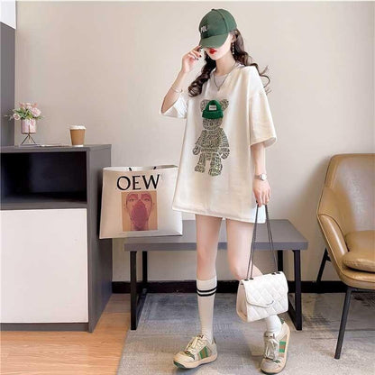 好感度満載 ラウンドネック スタイリッシュ プリント Tシャツ カットソー＜U-2795＞
