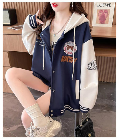 【裏起毛】超人気商品  厚手フード付きスタジャン 全2色パーカ<U-4675>