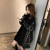 レイヤード風ハイネックロングニットセーター