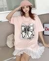 今季マストバイ プリントゆったり 切り替え 半袖Tシャツ 全4色＜U-8256＞