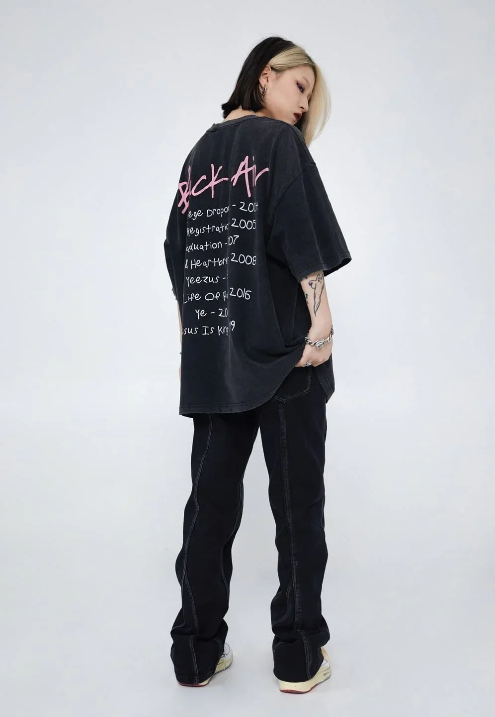 見逃し厳禁 ファッション ストリート系 ヴィンテージ加工 プリントTシャツ ＜U-2893＞