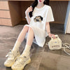 絶対欲しい ネコ カジュアル デザイン ゆったり 半袖 Tシャツ＜U-8658＞