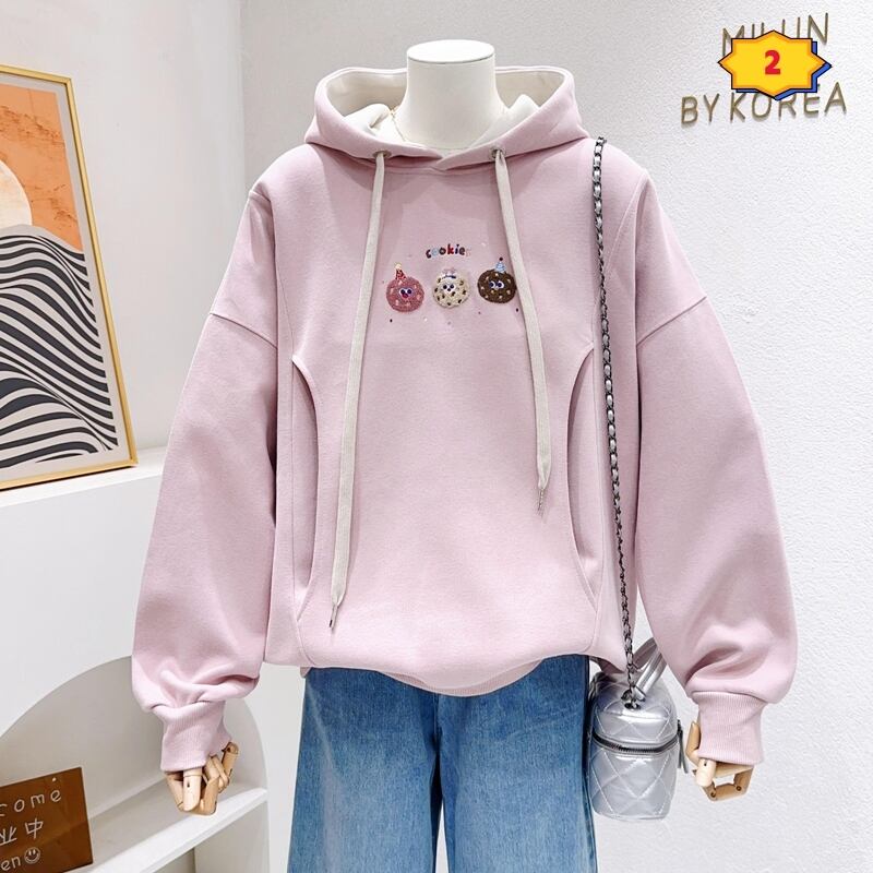 定番シンプルゆったりフード付きパーカ全3色トップス<U-4742>