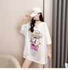 【半額！期間限定！！】グラフィック レース 透かし彫り ロング Tシャツ ゆったりワンピース ＜U-4021＞
