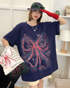個性的なデザイン プリント ラウンドネック 半袖 Tシャツ カットソー＜U-8273＞