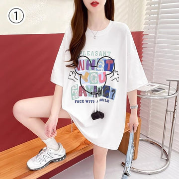 売り切れ必至 ルーズ カジュアル プリント 6種選択可 半袖Tシャツ<U-8873>