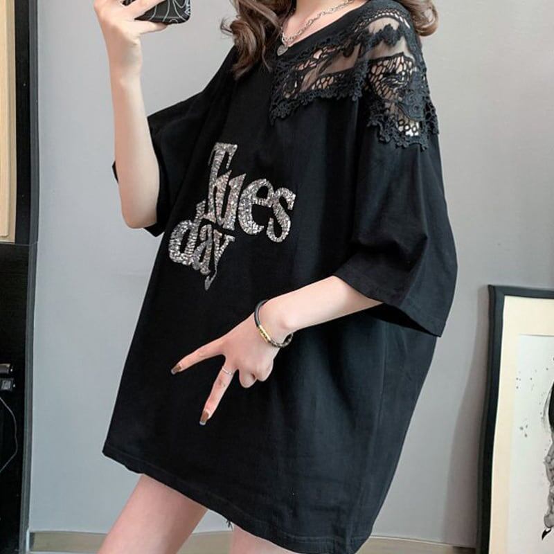 ゆったり感アップ プリント ファッション Tシャツ カットソー＜U-3306＞