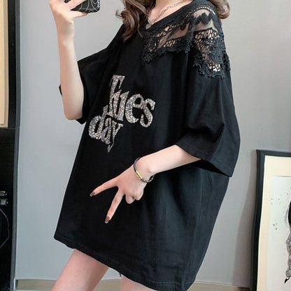 ゆったり感アップ プリント ファッション Tシャツ カットソー＜U-3306＞