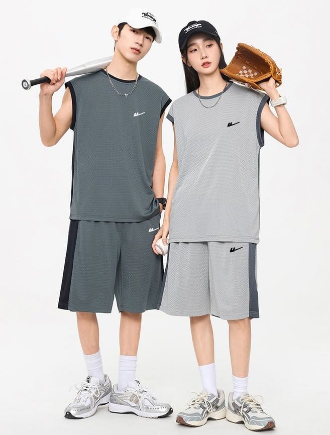 売り切れ必至 ファッション 超人気 男女兼用 ノースリーブＴシャツⅹパンツセット全5色<U-8754>