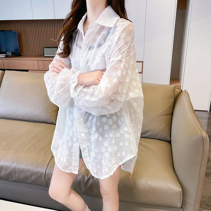 定番シンプル カジュアル UV対策合わせやすい ゆったりシャツ 全3色＜U-8370＞