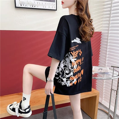 スタイリッシュ 切り替え 一目惚れ プリント Tシャツ カットソー＜U-3584＞