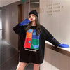 見逃し禁止レイヤード  グラフィックプリント 二色長袖Tシャツ＜U-4065＞