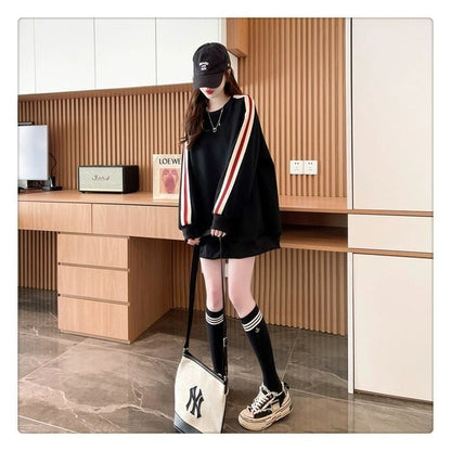 【裏起毛】質感のいい 厚手ゆったりスウェット全3色 ストライプ柄 <U-4687>
