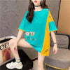 韓国風漫画刺繍ワッペン半袖Tシャツ<U-2991>