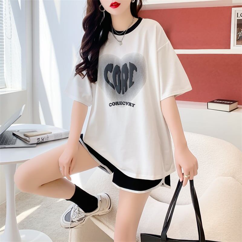 スタイリッシュ 切り替え 一目惚れ Tシャツ＋ショートパンツ セットアップ＜U-3614＞
