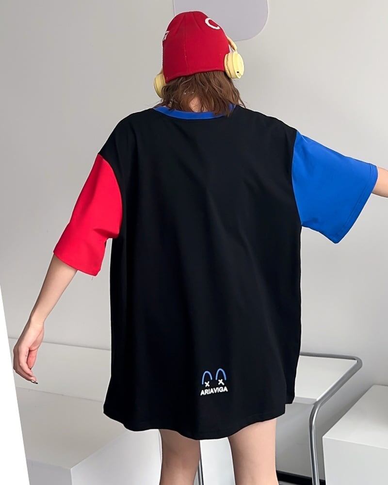 お勧めカラーマッチング ゆったり ビッグロゴ 半袖Tシャツ 全2色＜U-4838＞