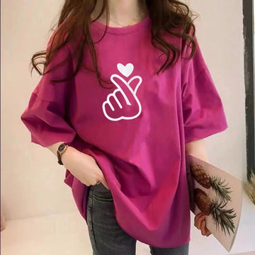 組み合わせやすい Tシャツ プリント 七色 ゆったり半袖＜U-2968＞