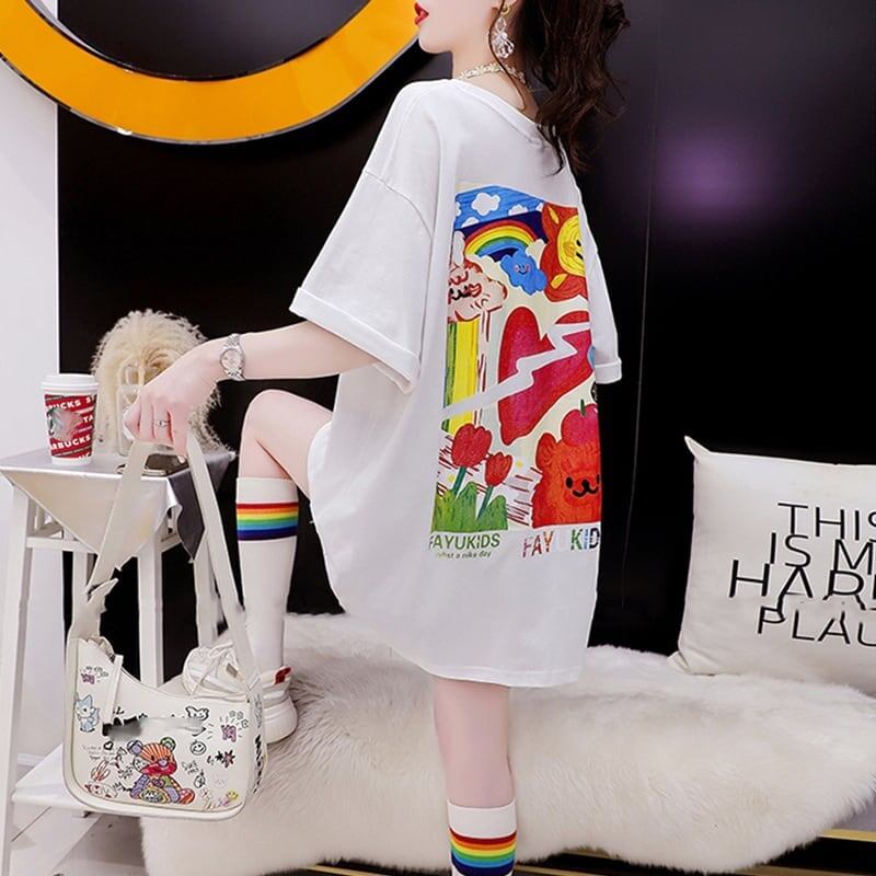スタイリッシュ 切り替え 一目惚れ プリント Tシャツ カットソー＜U-3531＞