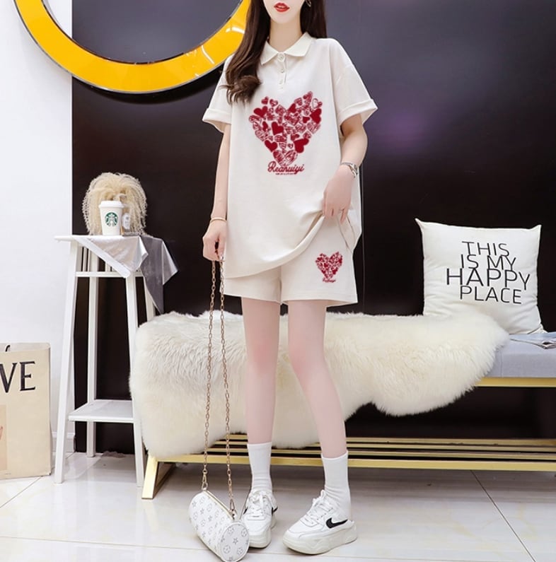 売り切れ必至 シンプル 清涼感たっぷり 半袖Tシャツ＋パンツ セットアップ＜U-8195＞